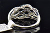 Black & White Diamond Fashion Ring Woven Criss Cross Round Cut 10K White Gold
