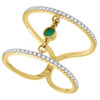 Green Emerald & Diamond Fashion Ring Ladies 14K Yellow Gold Round Cut 0.30 Ct.
