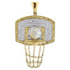 Diamond Basketball Pendant Mens 10K Yellow Gold Round Pave Hoop Charm 1.20 Tcw.