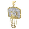 Diamond Basketball Pendant Mens 10K Yellow Gold Round Pave Hoop Charm 1.20 Tcw.