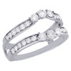 14K White Gold 3 Stone Diamond Enhancer Wrap Jacket Contour Wedding Ring 1 Ct.