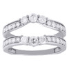 14K White Gold 3 Stone Diamond Enhancer Wrap Jacket Contour Wedding Ring 1 Ct.