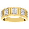 10K Yellow Gold Diamond Wedding Band Mens Prong Set 9mm Engagement Ring 0.47 Ct.