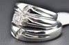 Diamond Trio Set Round Cut Engagement Ring Wedding Band Sterling Silver .18 Ct