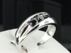 Black Diamond Wedding Band 10K White Gold Round 3 Stone Anniversary Ring .96 Ct