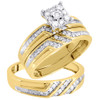 Diamond Trio Set Yellow Gold Men's Women's .40 Ct Engagement Ring Wedding Band