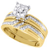 Diamond Trio Set Yellow Gold Men's Women's .40 Ct Engagement Ring Wedding Band