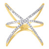 10K Yellow Gold Diamond Ladies Intertwined Star Fashion Right Hand Ring .33 Ct.