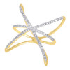 10K Yellow Gold Diamond Ladies Intertwined Star Fashion Right Hand Ring .33 Ct.