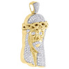 10K Yellow Gold Diamond Jesus Head Face Piece Pendant 2.30" Pave Charm 3.15 Ct.