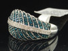 Blue Diamond Leaf Fashion Ring 10K White Gold Ladies Cocktail Band 0.31 Ct.
