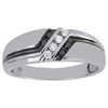 10K White Gold Black Diamond Mens Wedding Band Grooved Engagement Ring 0.20 Ct.