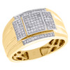 10K Yellow Gold Diamond Dome Tiered Statement Pinky Ring Fancy Pave Band 1/3 CT.