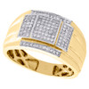 10K Yellow Gold Diamond Dome Tiered Statement Pinky Ring Fancy Pave Band 1/3 CT.