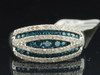 Blue Diamond Fashion Wedding Band 10K White Gold Cocktail Ring Women's 0.70 Ct.