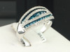 Blue Diamond Fashion Wedding Band 10K White Gold Cocktail Ring Women's 0.70 Ct.