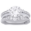 14K White Gold 5 Stone Diamond Enhancer Wrap Jacket Contour Wedding Ring 0.75 Ct