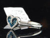 Ladies 10K White Gold Love Heart Blue Diamond Engagement Ring Wedding Bridal Set