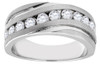 Diamond Wedding Band 10K White Gold Round Cut 1 Ct. Men's Comfort Fit Ring