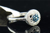 Ladies 10K White Gold Round Cut Blue Diamond Engagement Ring Right Hand .25 Ct.