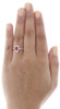 Diamond Ladies 10K White Gold Created Ruby Pear Fashion Cocktail Ring 1.23 tcw.