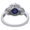 .925 Sterling Silver Created Sapphire & Diamond Oval Right Hand Ring 0.016 Ct.
