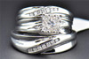 Diamond Trio Set Round Cut Engagement Ring Wedding Band 10K White Gold 0.58 Ct