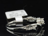 Ladies 10K White Gold 3 Stone Diamond Engagement Ring Twist Band Bridal Set .22C