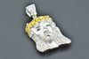 Diamond Pendant Tear Drop Mini Jesus Piece Head Sterling Silver Charm 0.76 CT