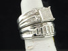 Men's Ladies 10K White Gold Diamond Engagement Ring Wedding Band Trio Set .48 ct