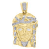 10K Yellow Gold Round Diamond Textured Jesus Face Men's Pendant 1.55" 0.28 Ct.