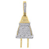 10K Yellow Gold Diamond 3D Plug Socket Fuse Pendant 1.40" Mens Pave Charm 3/4 Ct