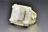 Diamond Pinky Ring 10K Yellow Gold Pave Round Cut 0.66 CT Mens Square Design