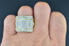 Diamond Pinky Ring 10K Yellow Gold Pave Round Cut 0.66 CT Mens Square Design