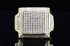 Mens 10K Yellow Gold Round White Diamond Big Square Face Pinky Ring Band .64 ct.