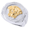 Diamond Medusa Pinky Statement Ring 10K White Gold Round Cut Prong Set 0.58 Ct.