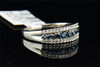 Ladies 10K White Gold Round Cut Blue Diamond Engagement Ring Wedding Band .50 ct