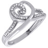 Diamond Heart Cocktail Ring Ladies 10K White Gold Round Pave Fashion 0.15 Tcw.