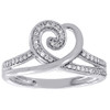 Diamond Heart Cocktail Ring Ladies 10K White Gold Round Pave Fashion 0.15 Tcw.