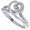 Diamond Heart Cocktail Ring Ladies 10K White Gold Round Pave Fashion 0.15 Tcw.