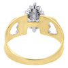 10K Yellow Gold Baguette Diamond Hearts Marquise Cluster Cocktail Ring 0.12 Ct.