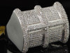 Diamond Pinky Ring Mens 10K White Gold Round Pave Designer 1.15 Tcw.