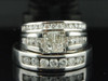Diamond Trio Set His Hers Matching Engagement Ring Wedding Band 14K White Gold