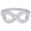 Diamond Infinity Fashion Right Hand Cocktail Ring Ladies 10K White Gold 0.14 Ct.