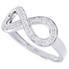 Diamond Infinity Fashion Right Hand Cocktail Ring Ladies 10K White Gold 0.14 Ct.