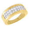 14K Yellow Gold Mens Princess Cut Diamond Wedding Band Invisible Set Ring 2 Ct.