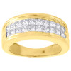 14K Yellow Gold Mens Princess Cut Diamond Wedding Band Invisible Set Ring 2 Ct.