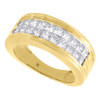 14K Yellow Gold Mens Princess Cut Diamond Wedding Band Invisible Set Ring 2 Ct.