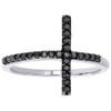 Black Diamond Sideways Cross Ring .925 Sterling Silver 0.20 Ct.