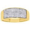 10K Yellow Gold  Round Diamond Wedding Band 7.25mm Mens Ladies Pave Ring 0.60 ct